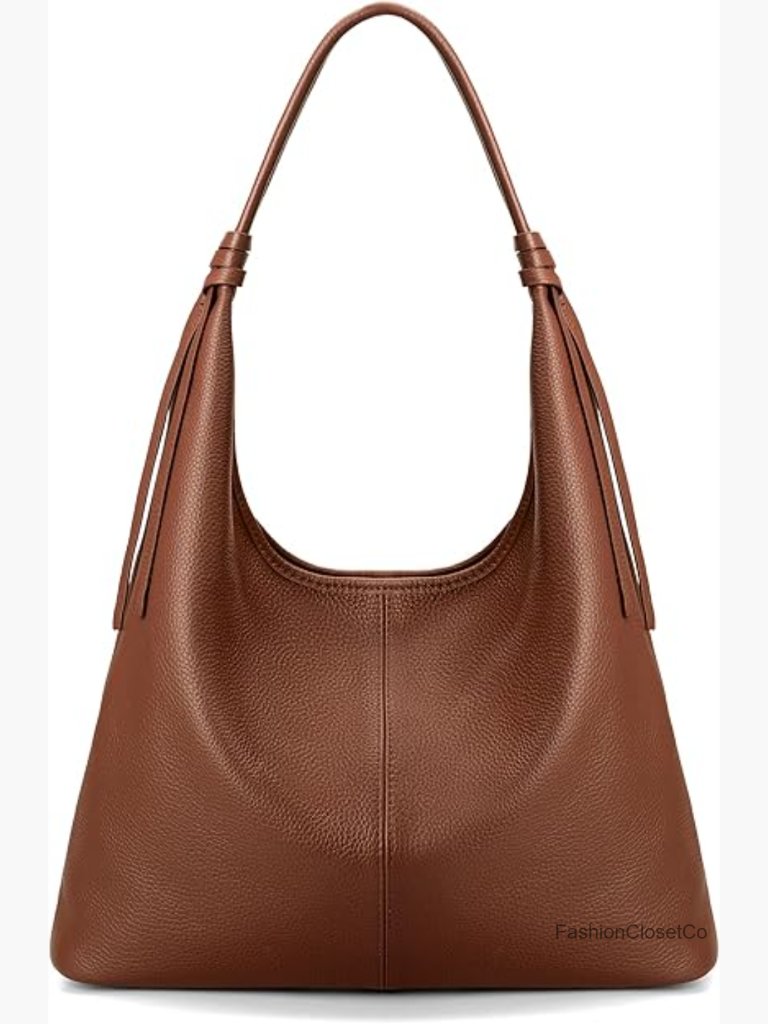 Genuine Leather Slouchy Hobo Purse, Top Grain Leather Tote Handbag Shoulder